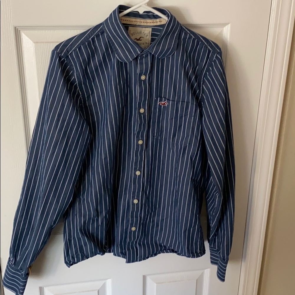Hollister Men’s L/S Blue/White Button Up Shirt